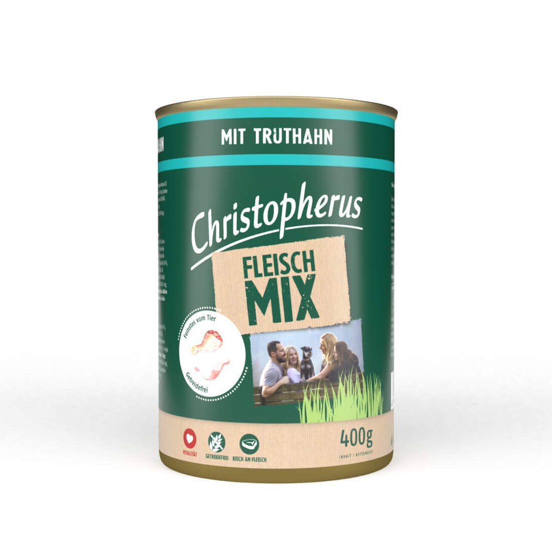 Christopherus Hundefutter Dose Fleischmix – mit Truthahn 6x400g