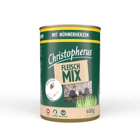 Christopherus Hundefutter Dose Fleischmix – mit Hühnerherzen 6x400g