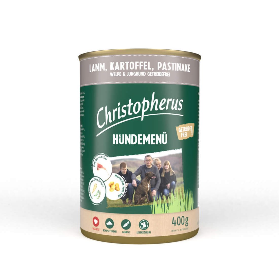 Christopherus Hundemenü Junior – mit Lamm, Kartoffel, Pastinake 6x400g