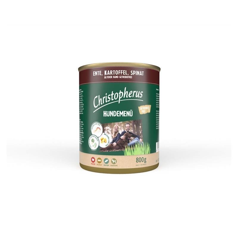 Christopherus Hundemenü Senior – mit Ente, Kartoffel, Spinat 6x800g