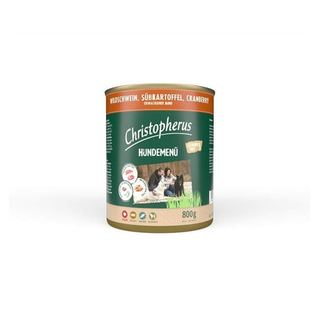 Christopherus Nassfutter Hundemenü Adult – mit Wildschwein, Süßkartoffel, Cranberry 6x800g