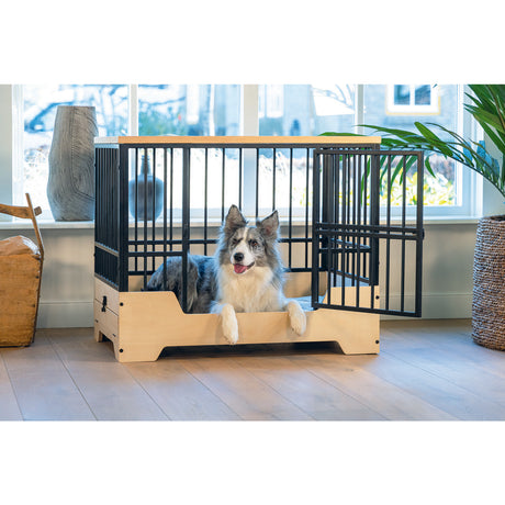 Hundekäfig mit Holzkiste, Bench Quirine