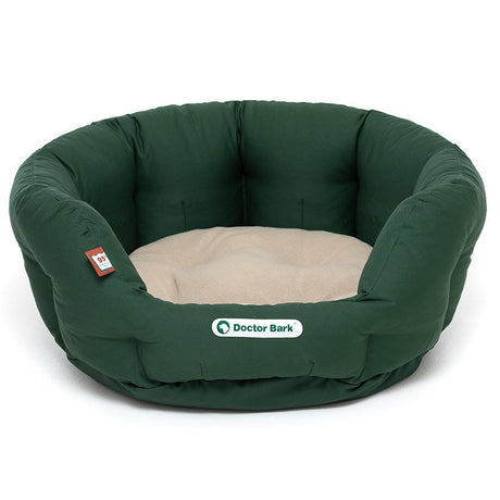 Doctor Bark Hundenest Hundebett für kleine Hunde – S - beige/ moosgrün / Maße innen ca. 40x35x18cm