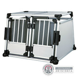 Trixie Doppel Transportbox Alubox Autobox für 2 Hunde – Aluminium, 93 × 64 × 88 cm