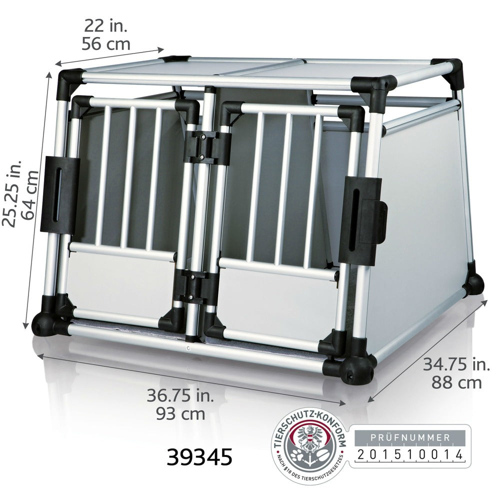 Trixie Doppel Transportbox Alubox Autobox für 2 Hunde