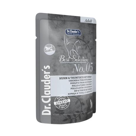 Best Selection Adult Katzenfutter – No.5: Huhn & Thunfisch mit Spinat, 16x85g