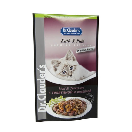 Premium Katzenfutter im Frischebeutel – Kalb & Pute in Soße, 20 x 100g