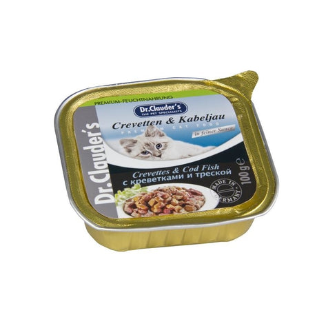 Premium Katzenfutter in Schälchen – Crevetten & Kabeljau in Soße 32x100g