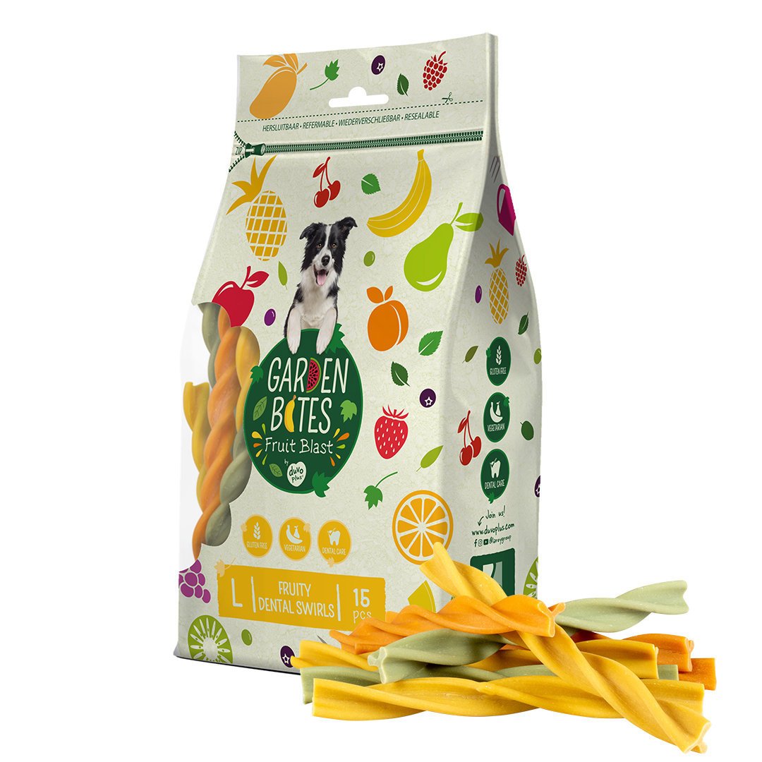 Garden Bites Fruity Dental Swirls – 270 g - 15 Stück à 16 cm