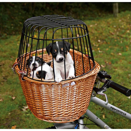 Front Hundefahrradkorb aus Weide mit Gitter
