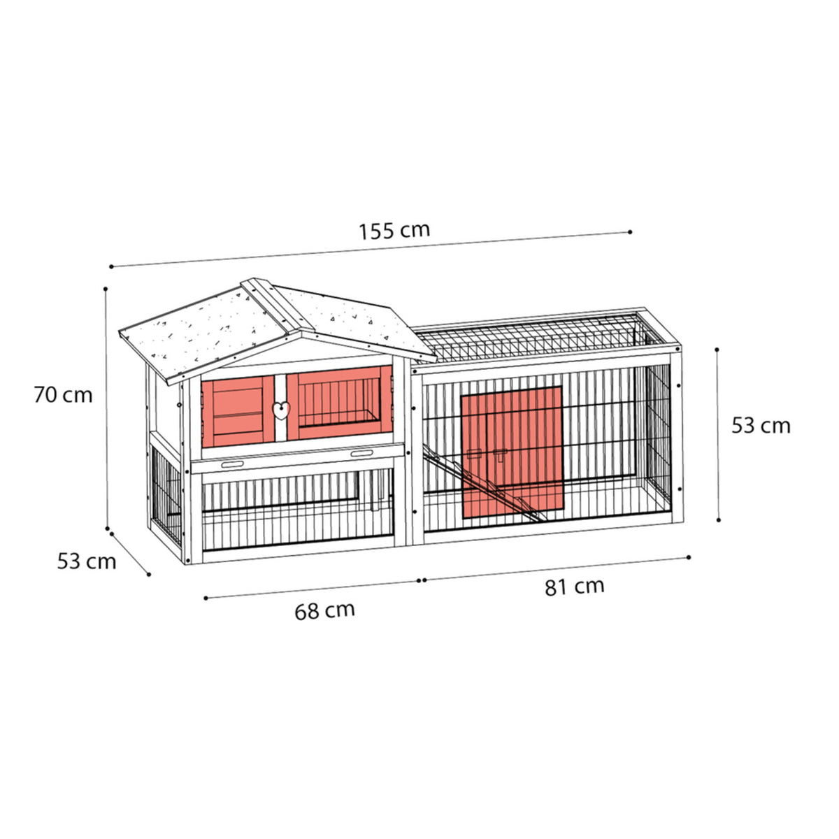 Kaninchenstall Sunshine Urban - Dein Kaninchen-Paradies! – 155 x 53 x 70 cm