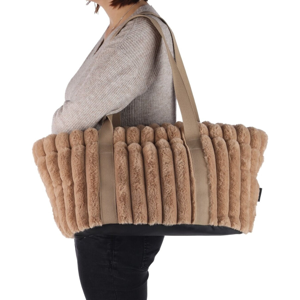 Flamingo Hunde Tragetasche Lynelle in beige – 47 x 33 x 26 cm