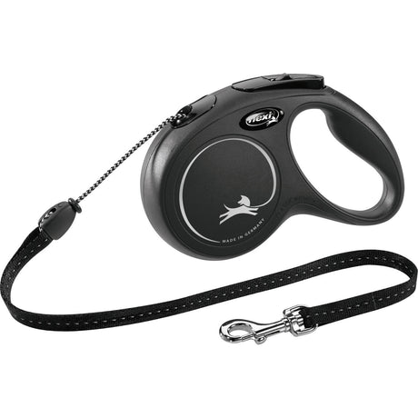 flexi NEW CLASSIC Seil Rollleine – M: 5m, bis zu 20kg, schwarz