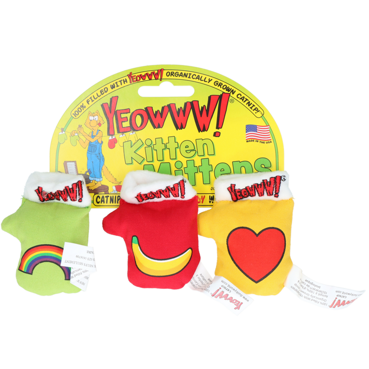 Kitten Mitten 3er-Pack – Katzenspielzeug mit 100% Premium Bio-Katzenminze – 3er Set