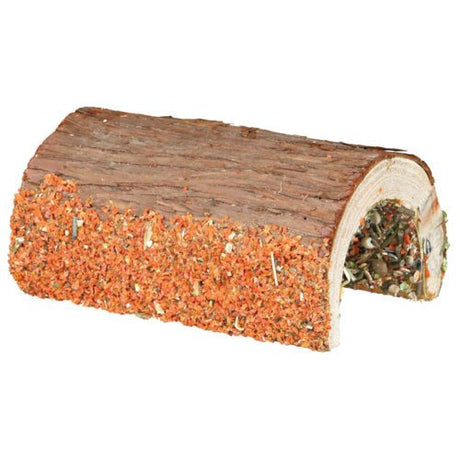 Holz Brücke Kaninchen und Kleinnager mit Gemüse und Nüssen – 16 × 8 × 20 cm, 135 g