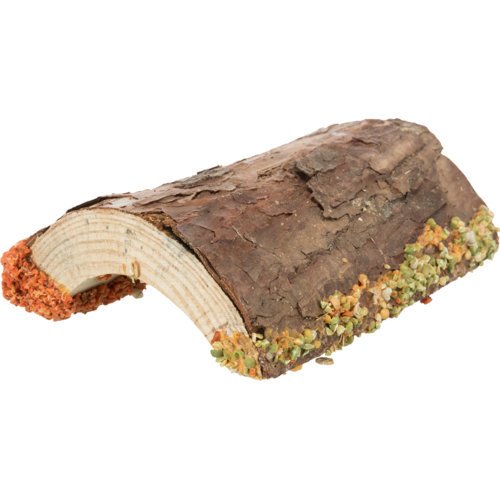 Holz Brücke Kaninchen und Kleinnager mit Gemüse und Nüssen – 16 × 8 × 20 cm, 135 g