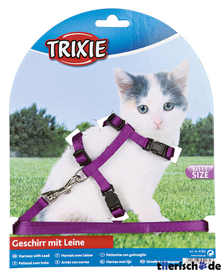 Katzengeschirr mit Leine für Kitten – Geschirr: 19-31cm / 8 mm, Leine, 1,20 m