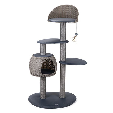 Outdoor Kratzbaum mit Spielzeug – 77 x 57 x 160 cm, grau