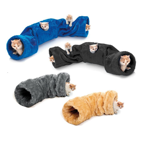 Plüsch Rascheltunnel für Katzen – Ø 25 x 136 cm, zufällige Farbe