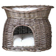 Katzenkorb aus Weide mit Liegedach