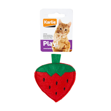 Katzenspielzeug aus Textil – Erdbeere - L: 9.5 cm