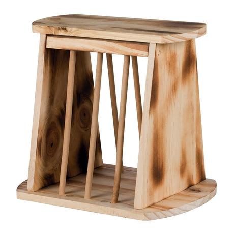 Kleintier Heuraufe zum Aufstellen mit Deckel Holz geflammt