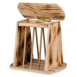 Kleintier Heuraufe zum Aufstellen mit Deckel Holz geflammt
