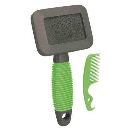Kleintier Softbürste mit Bürstenreiniger – 7 × 13 cm, zufällige Farbe