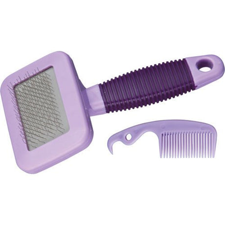 Kleintier Softbürste mit Bürstenreiniger – 7 × 13 cm, zufällige Farbe