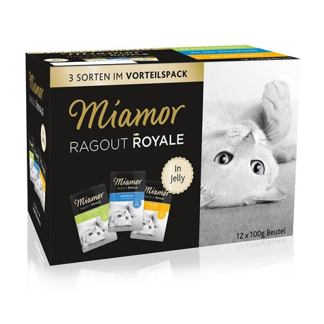 Miamor Ragout Royale in Jelly Multibox – 3 Sorten, Kaninchen, Thunfisch und Huhn, 12x100g