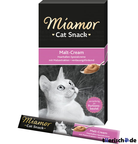 Miamor Schleck Snack Cream für Katzen – Malt Cream, 6x15g