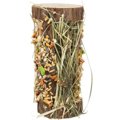 Natur-Snack Holzturm mit Heufüllung – mit Heu & Knusperstange, 13 × 25 × 13 cm, 110 g