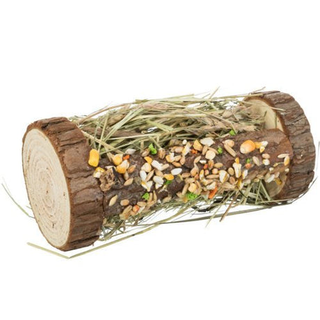 Natur-Snack Holzturm mit Heufüllung – mit Heu & Knusperstange, 13 × 25 × 13 cm, 110 g