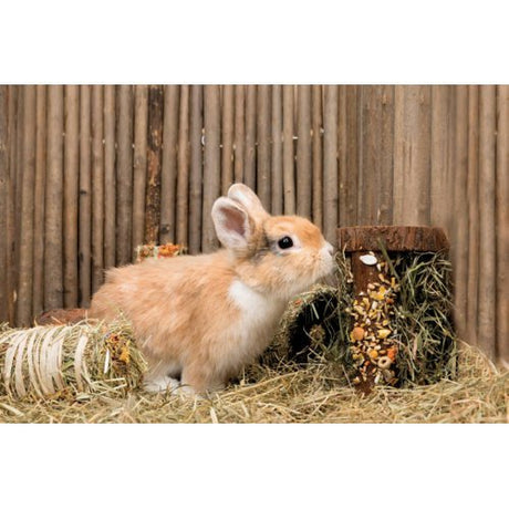 Natur-Snack Holzturm mit Heufüllung – mit Heu & Knusperstange, 13 × 25 × 13 cm, 110 g