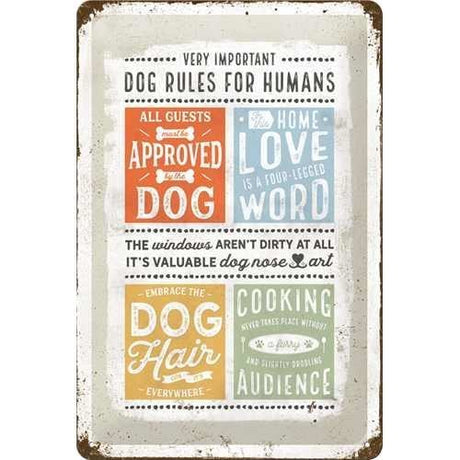 Nostalgic-Art Dog Rules, Blechschild – 20 x 30 cm