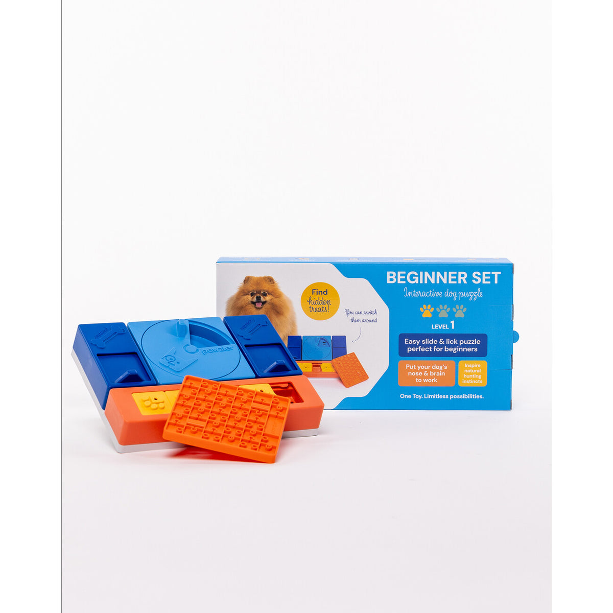 Interaktives Hunde Leckerlie Spielzeug mit individuellen Kombinations Möglichkeiten – Beginner Set: 6 Teile, 12 Verstecke