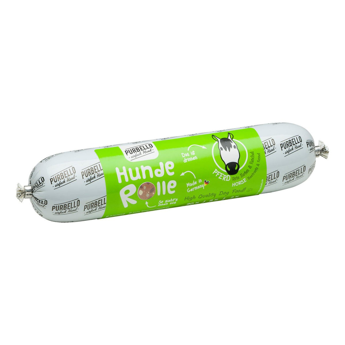 PurBello Hundewurst Hundefutter – Pferd 400g