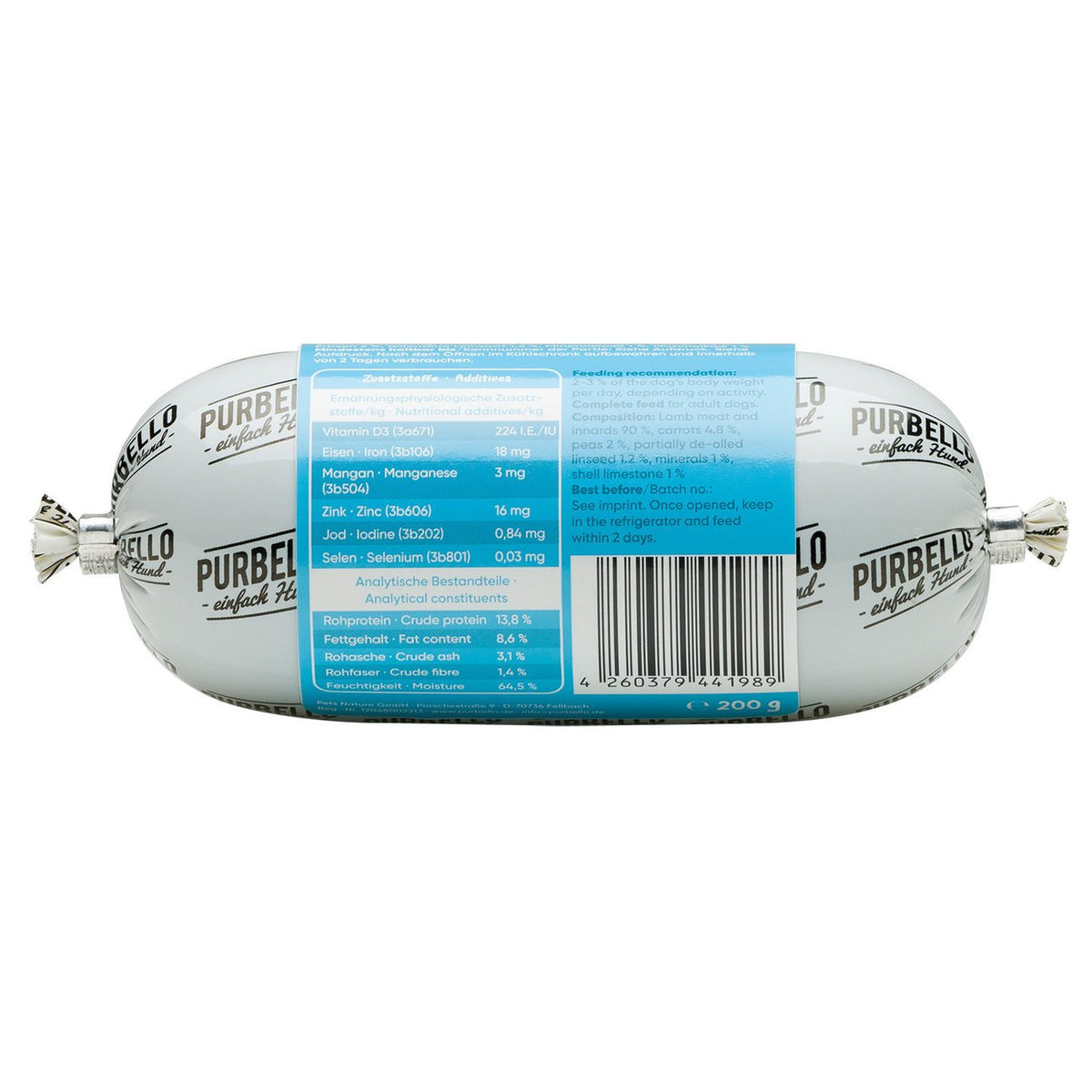 PurBello Hundewurst Hundefutter – Lamm 200g