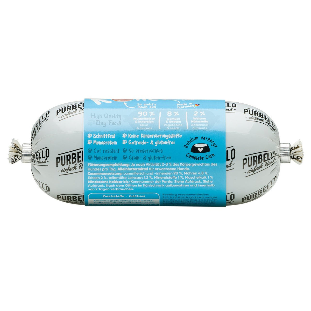 PurBello Hundewurst Hundefutter – Lamm 200g