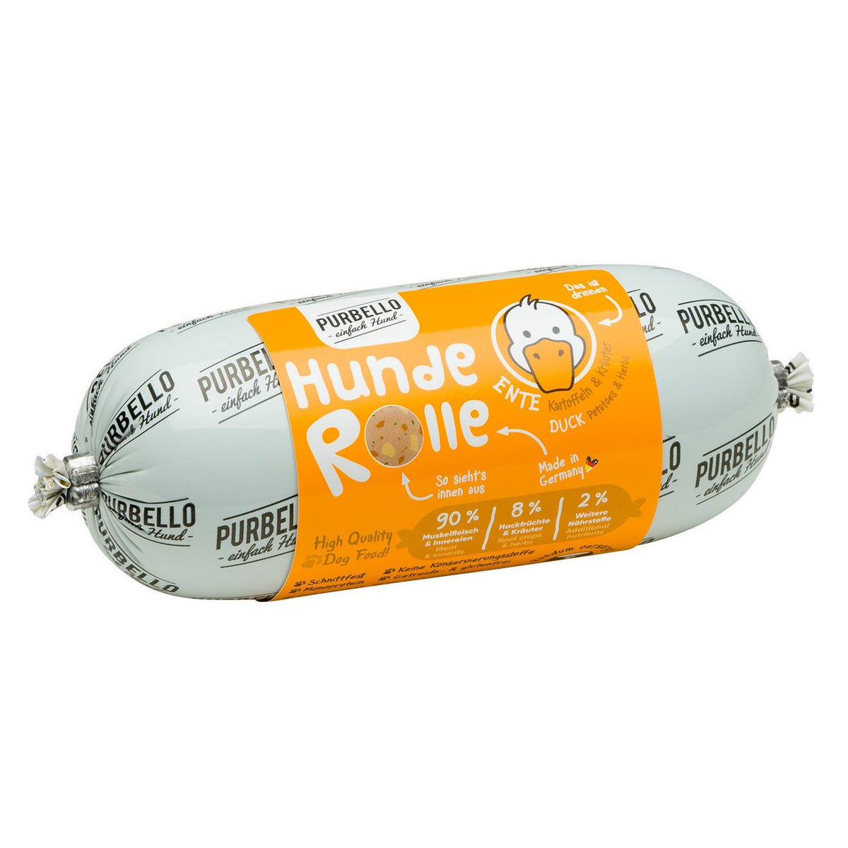 PurBello Hundewurst Hundefutter – Ente 200g