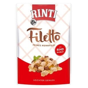 Rinti Filetto Jelly Nassfutter für Hunde – Huhn & Rind 24 x 100g