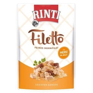 Rinti Filetto Jelly Nassfutter für Hunde – Huhn & Hühnerherz 24 x 100g