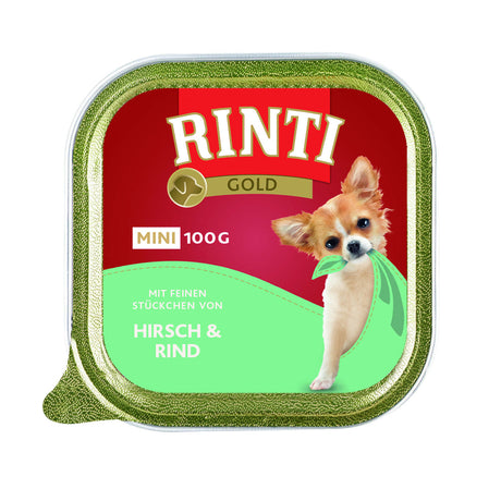 Rinti Gold Mini Nassfutter für kleine Hunde – Hirsch & Rind 16x100g