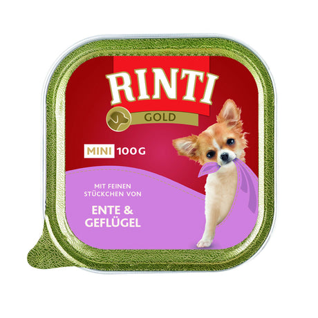 Rinti Gold Mini Nassfutter für kleine Hunde – Ente & Geflügel 16x100g
