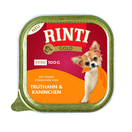 Rinti Gold Mini Nassfutter für kleine Hunde – Truthahn & Kaninchen 16x100g