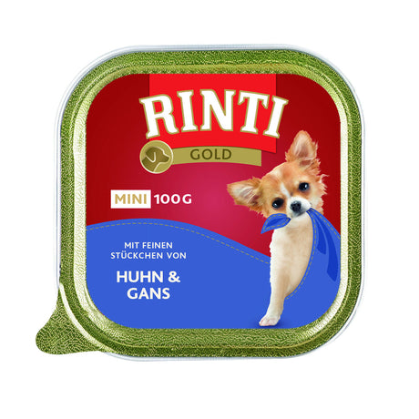 Rinti Gold Mini Nassfutter für kleine Hunde – Huhn & Gans 16x100g