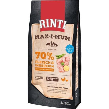 Rinti Maximum Trockenfutter für Hunde | Getreidefrei & Hoher Frischfleischanteil (Huhn oder Rind)