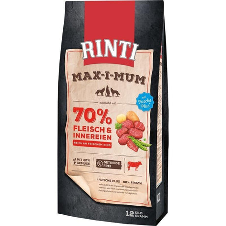 Rinti Maximum Trockenfutter für Hunde | Getreidefrei & Hoher Frischfleischanteil (Huhn oder Rind)