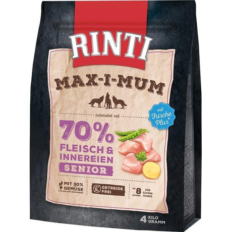 Rinti Maximum Trockenfutter für Hunde | Getreidefrei & Hoher Frischfleischanteil (Huhn oder Rind)