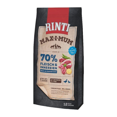 Rinti Maximum Trockenfutter für Hunde | Getreidefrei & Hoher Frischfleischanteil (Huhn oder Rind)